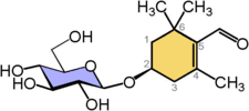 Picrocrocin safranal highlighted.png