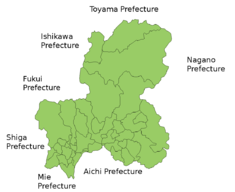 Карта префектуры Гифу