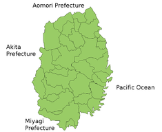 Карта префектуры Иватэ