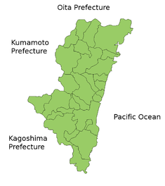 Карта префектуры Миядзаки