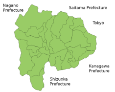 Карта префектуры Яманаси