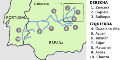 Притоки реки Гвадиана (под цифрой 9 - река Ардила)