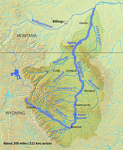 Река на карте бассейна реки Бигхорн