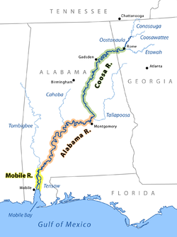 Карта бассейна Алабама