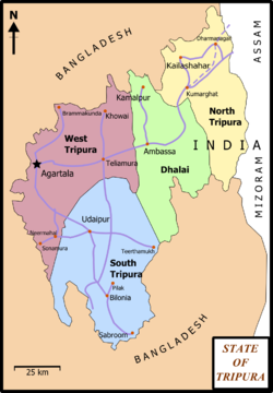 Западная Трипура на карте