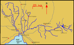 Карта бассейна реки Ярра и её притоков