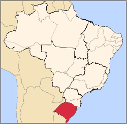 Штат Риу-Гранде-ду-Сул на карте Бразилии