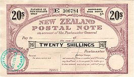 New Zealand 1952 20 Shillings Postal Note.jpg