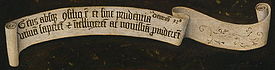 Jheronimus Bosch Table of the Mortal Sins (top inscription).jpg