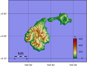 Топографическая карта островов Амбайтл (слева) и Бабасе (справа)