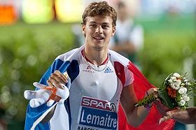 Леметр после победы на дистанции 100 м на чемпионате Европы 2010