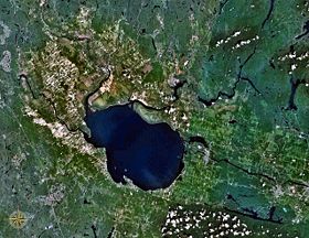 Озеро Сен-Жан. Спутниковый снимок NASA