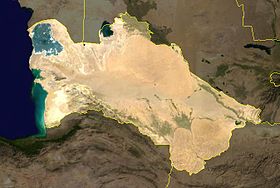 Каракумы на карте Туркмении. Снимок со спутника