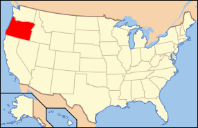 Штат Орегон на карте США