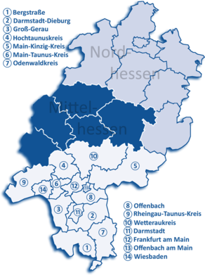 Административный округ Дармштадт на карте