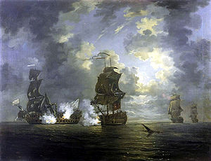Foudroyant (слева) против HMS Monmouth, 1758