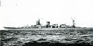 Лёгкий крейсер «Яхаги» в декабре 1943 года у Сасебо