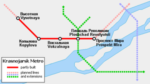 Схема красноярского метрополитена.
