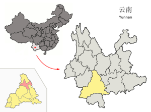 Чжэньюань-И-Хани-Лахуский автономный уезд на карте
