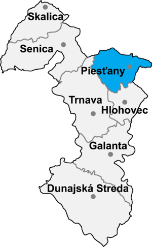 Район Пьештяны на карте