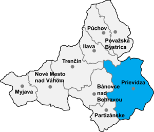 Район Прьевидза на карте