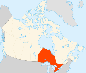 Онтарио на карте Канады