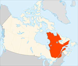 Квебек на карте Канады