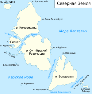 Карта архипелага Северная Земля