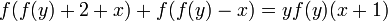 f(f(y)+2+x)+f(f(y)-x)=yf(y)(x+1)\,