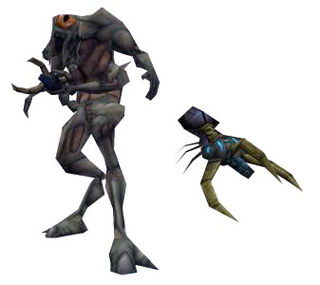 Шоковый солдат (слева) и его оружие — шоковый таракан (справа)