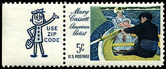340px Stamp US 1966 5c Cassatt with Zippy