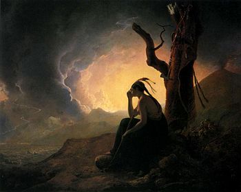 Joseph Wright of Derby. The Widow of an Indian Chief Watching the Arms of Her Deceased Husband.1785..jpg