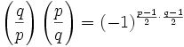 \left(\frac{q}{p}\right) \left(\frac{p}{q}\right) = (-1)^{\frac{p-1}{2}\cdot\frac{q-1}{2}}