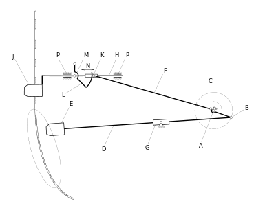 Кинематическая схема грейферного механизма киносъемочного аппарата "Кинор-35С" с контргрейфером.