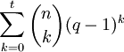 \sum_{k=0}^t \binom{n}{k}(q-1)^k