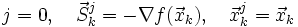 j=0,\quad \vec{S}_k^j=-\nabla f(\vec{x}_k),\quad \vec{x}_k^j=\vec{x}_k