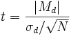t = \frac {|M_d|}{\sigma_d / \sqrt {N}}