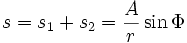 s=s_1+s_2={A \over r}\sin \Phi