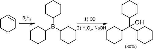 Синтез третичных спиртов присоединением CO к боранам