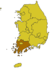 Чолла-Намдо на карте Южной Кореи