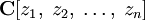 \mathbf{C}[z_1,\;z_2,\;\ldots,\;z_n]