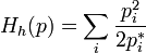 H_h(p)=\sum_i \frac{p_i^2}{2p_i^*}