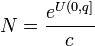 N = \frac{e^{U(0, q]}}{c}