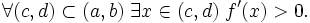 \forall (c,d) \subset (a,b)\; \exists x\in (c,d)\; f'(x) &amp;gt; 0.