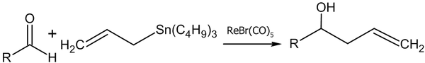 Реакция аллилтрибутилстанната с альдегидами в присутствии рениевого комплекса