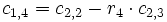  c_{1,4} =  c_{2,2} - r_4 \cdot c_{2,3}