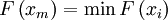 F\left(x_m\right)=\min F\left(x_i\right)