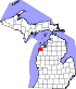 Map of Michigan highlighting Benzie County.svg