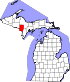 Map of Michigan highlighting Dickinson County.svg