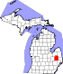 Map of Michigan highlighting Lapeer County.svg